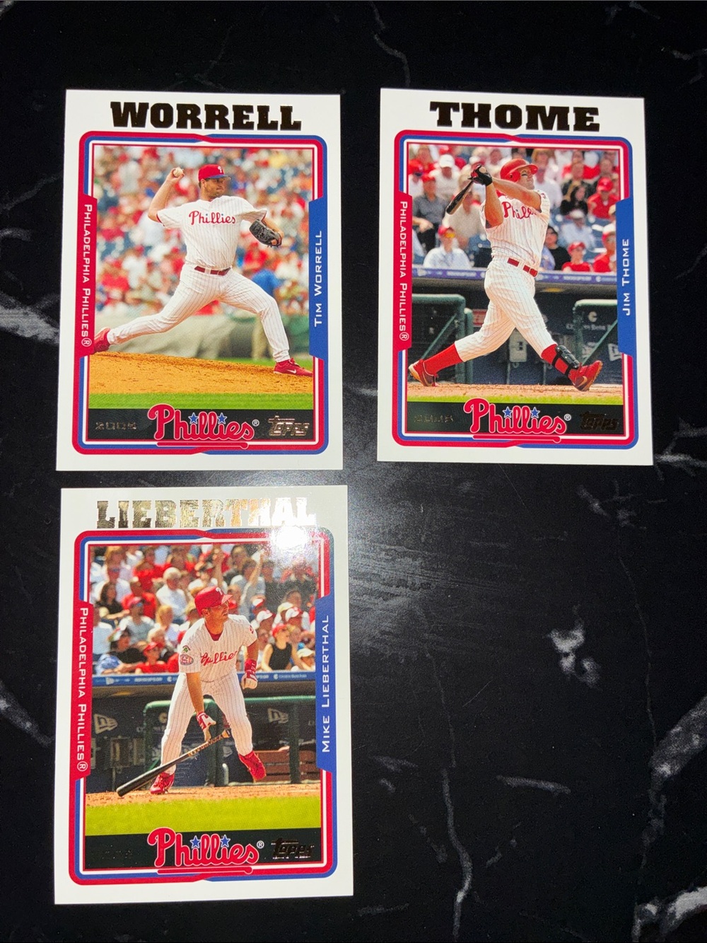 Philadelphia Phillies Baseball Cards - Worrell , Thome, Liebert - 2005 lot of 3!